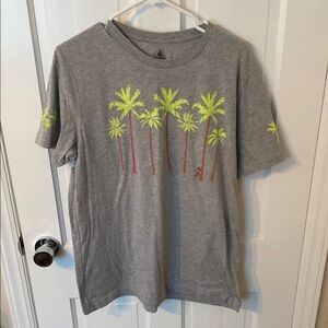 Gray T-Shirt with Palm Tree Design and Mickey Mouse